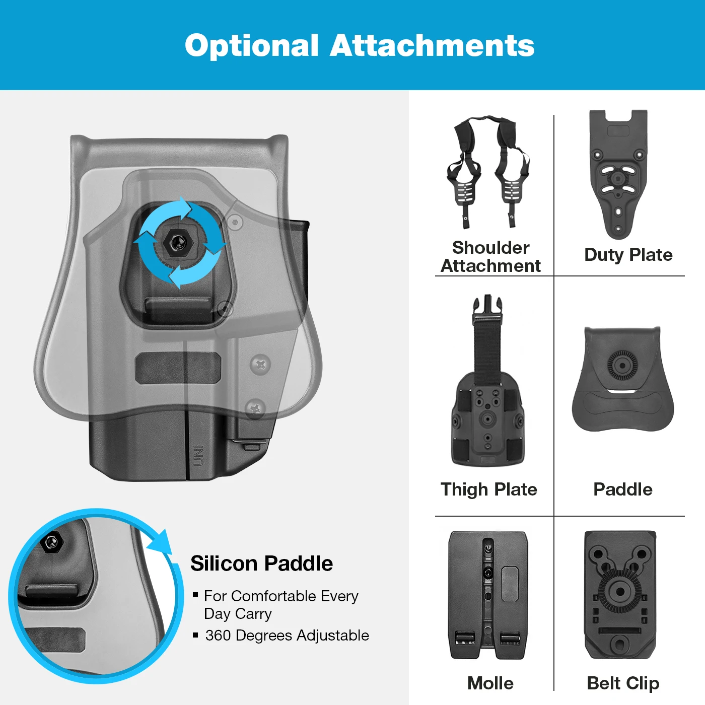 Universal Holster Auto Locking Holder Holster Index Finger Release Red Dot Bearing Comfortable Paddle Attachment