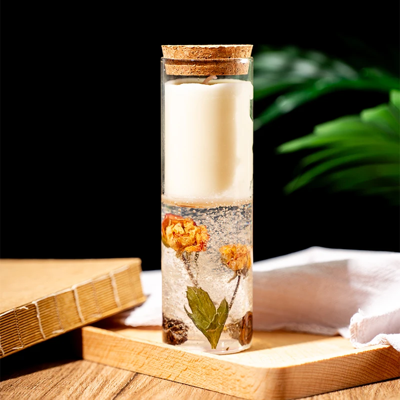 Romantic Handmade Flower Glass Jar Aroma Candle Private Label Gel Flower Jelly Wax Scented Candle/Candels