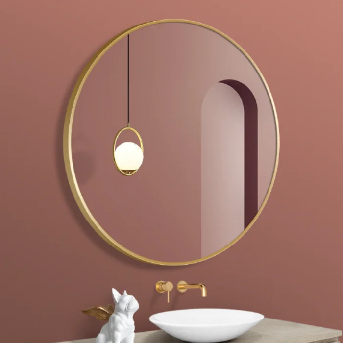 China Manufacturer Hot Selling Circular Round Gold Black Color Aluminum Alloy Frame Bathroom Shower Decorative Wall Mirror