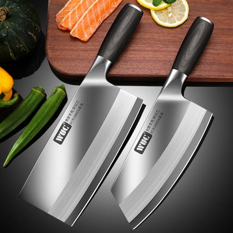 Hot selling butcher knife sharp stainless steel wooden handle minced meat sliced fruit and vegetable Chinese kitchen knife