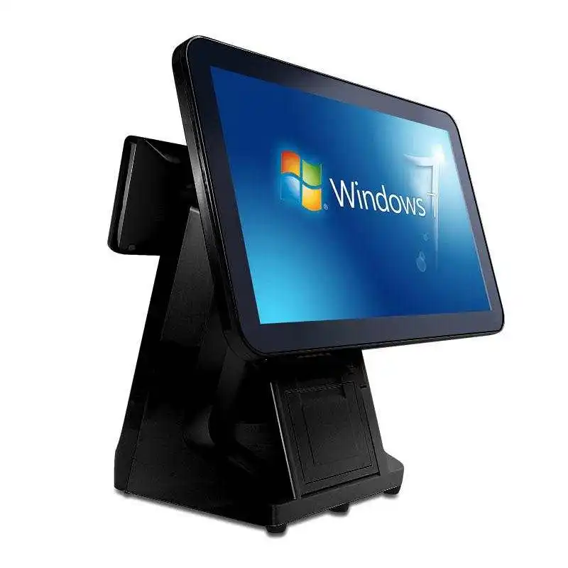 New Product 15.6 inch dual screens intel core i3 i5 i7 ,windows 10 built in 80mm printer micro touch pos system