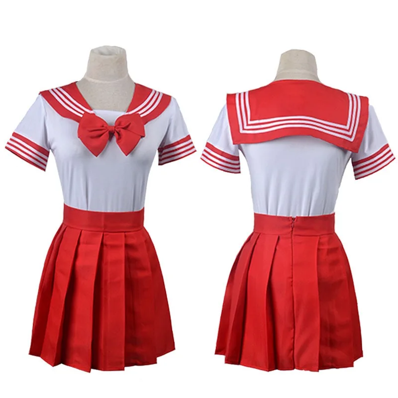 Women School Student Uniform Pleated Skirt Shirt Set Female JK Sailor Suit Sailor Moon Cosplay Japanese Anime Halloween Costumes