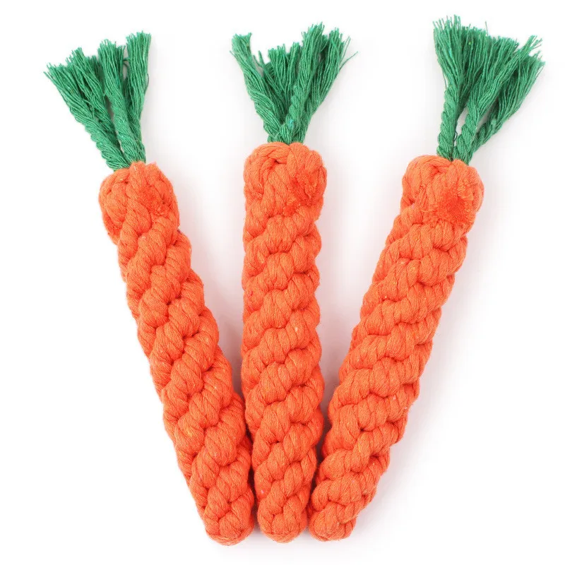  Pet dog toy High quality cotton braided rope carrot wholesale pets chew toys product