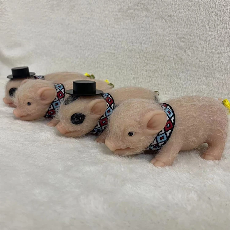 Cute pure silicone lifelike mini reborn pig with fashion fat pacifier clothes