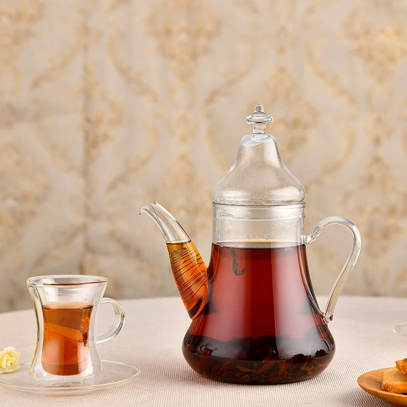 aramoro High Borosilicate Glass  wall Tea  Set With Teapot Infuser Tea