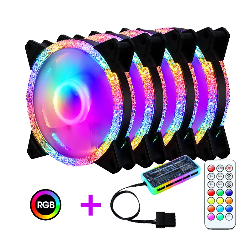 Цветной диодной подсветкой синхро ПК 120 мм RGB Вентилятор Комплект с контроллером для
