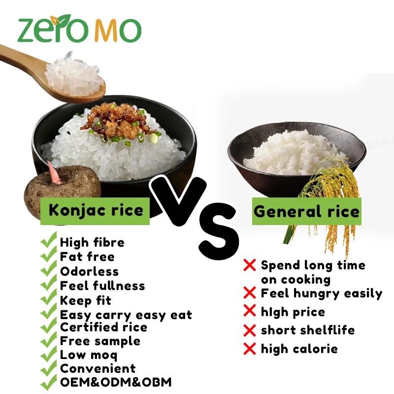 Оптовая продажа, органический сушеный корневой рис Konnyaku с низким содержанием жира, konкак Keto, без глютена, с низким содержанием углерода, рис Konjac Shirataki