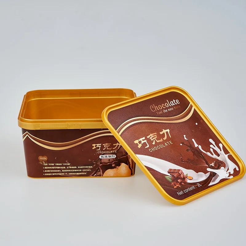 custom printed square shape plastic cookies cup with IML lid Free Snack Storage Container Box Food Grade Portable