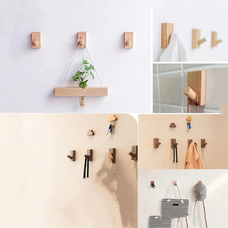 Best selling modern wall mount handcrafted durable natural ash wood wall hook hanging clothes