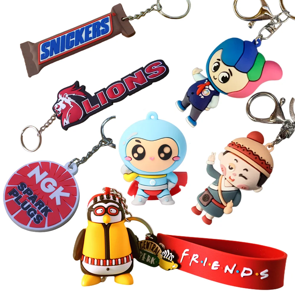High Quality Custom Cartoon Animal Soft Rubber Keychain Free Design Silicone Figure Keychain Custom Soft Cartoon Pvc Keychain