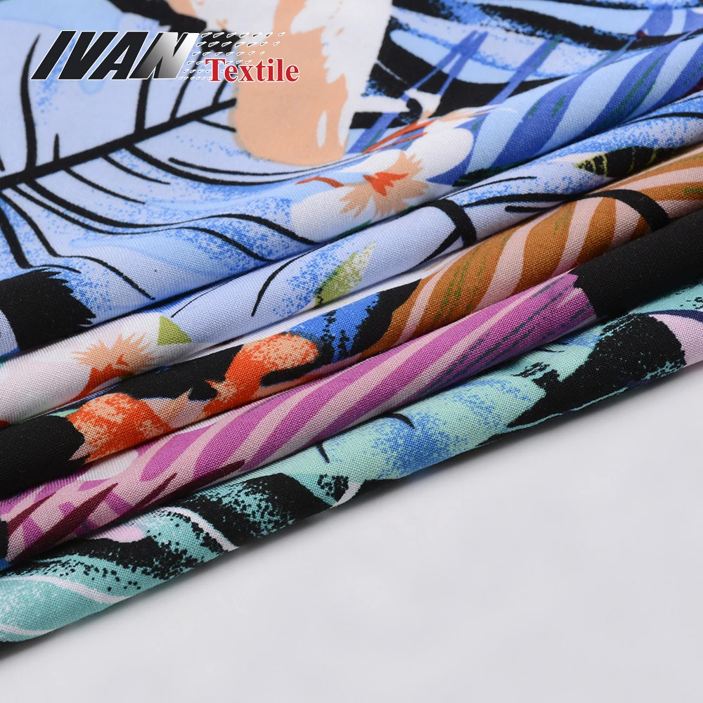 Китай, оптовая продажа, OEM, модная устойчивая ткань из 100% искусственного шелка, струйная ткань с принтом challis для платья