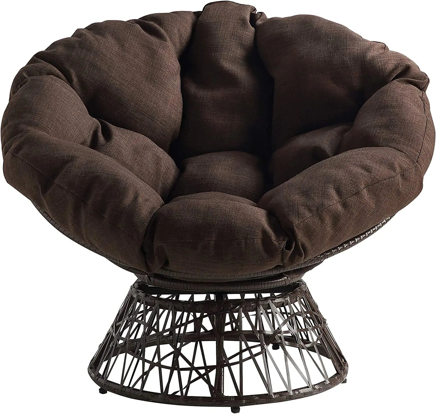 Outdoor Modern Wicker 360 Degree Metal Frame With Cushion Rattabn Swivel Chairs Outdoor Lounge