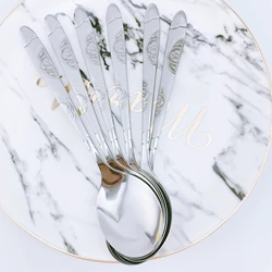 Classic style set of spoons portable cutlery set silver spoon vintage cutlery spoon stainless steel for home kitchen