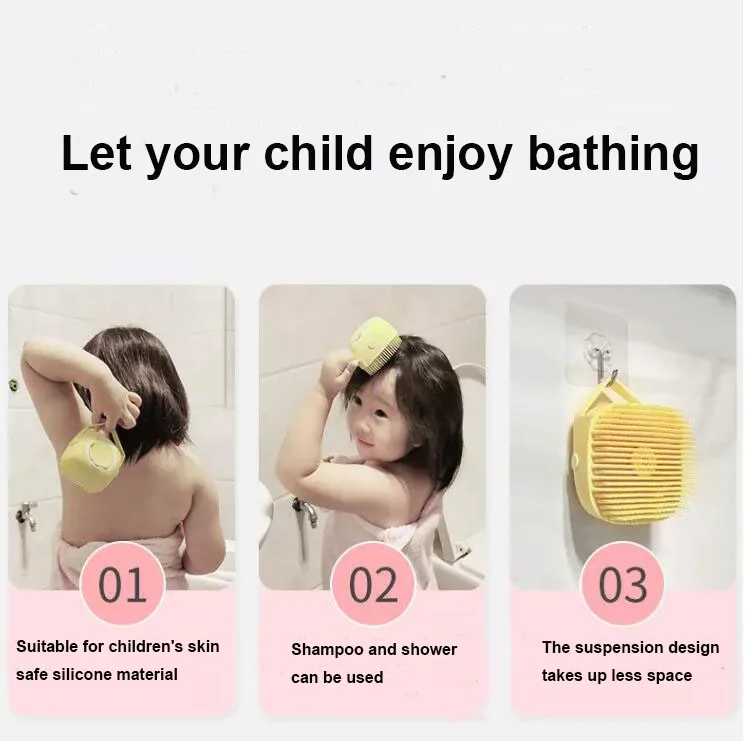 Soft and Safe Baby Bath tools Silicone Liquid Bath Brush Scalp massage Shampoo brush