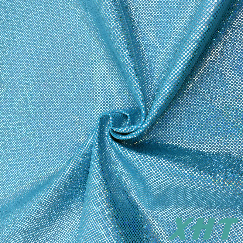Ocean Blue  foil  for  hologram foil printed spandex stretch fabric for swimwear costume wear