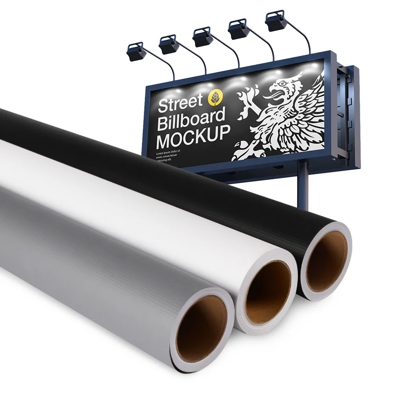 Best quality 7-18oz black/white/grey back Advertising Flex Banner Material Rolls Banner for Digital Printing with factory