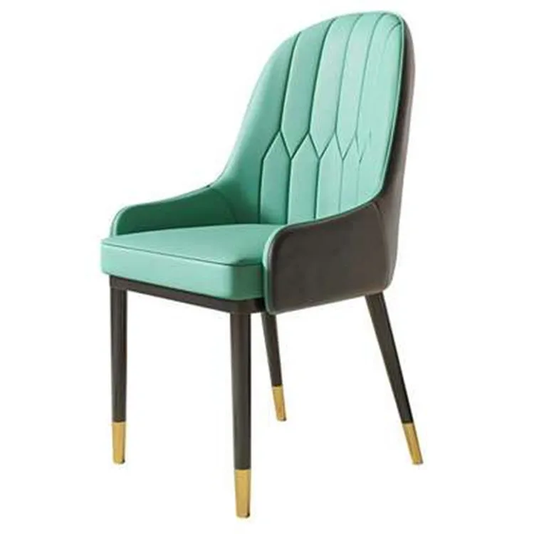 Living Room Luxury Wholesale Modern Home Furniture Metal Legs Optional Color PU Leather Dining Chairs