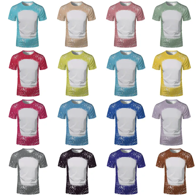 RBX Wholesale Faux Bleached Polyester T Shirts Blanks Bleach T-shirt Sublimation