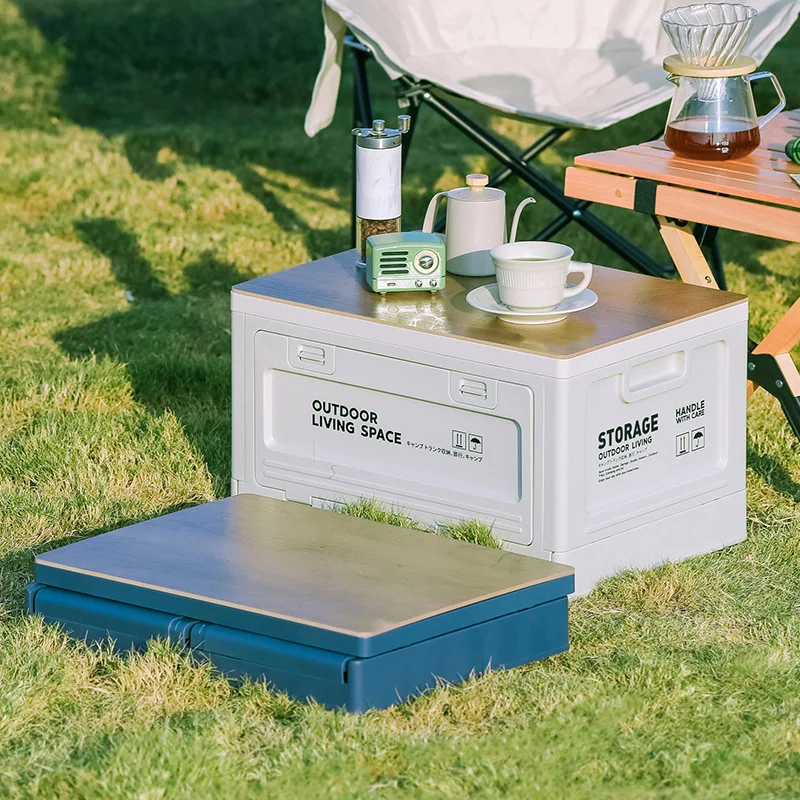 50l Outdoor Car Trunk Multi function collapsible storage bin camp folding box With Lid