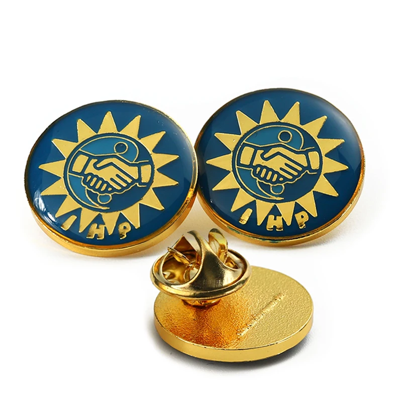 In Stock Mould Manufacturer Pins Gold Plated Resin Epoxy Lapel Pins 2d 3D Round Small Zinc Alloy Metal Pins for Caps or Suit