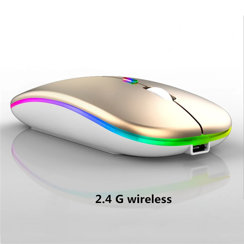 Беспроводная мышь BT RGB перезаряжаемая компьютерная бесшумная эргономичная светодиодная USB оптическая с подсветкой для ноутбука и