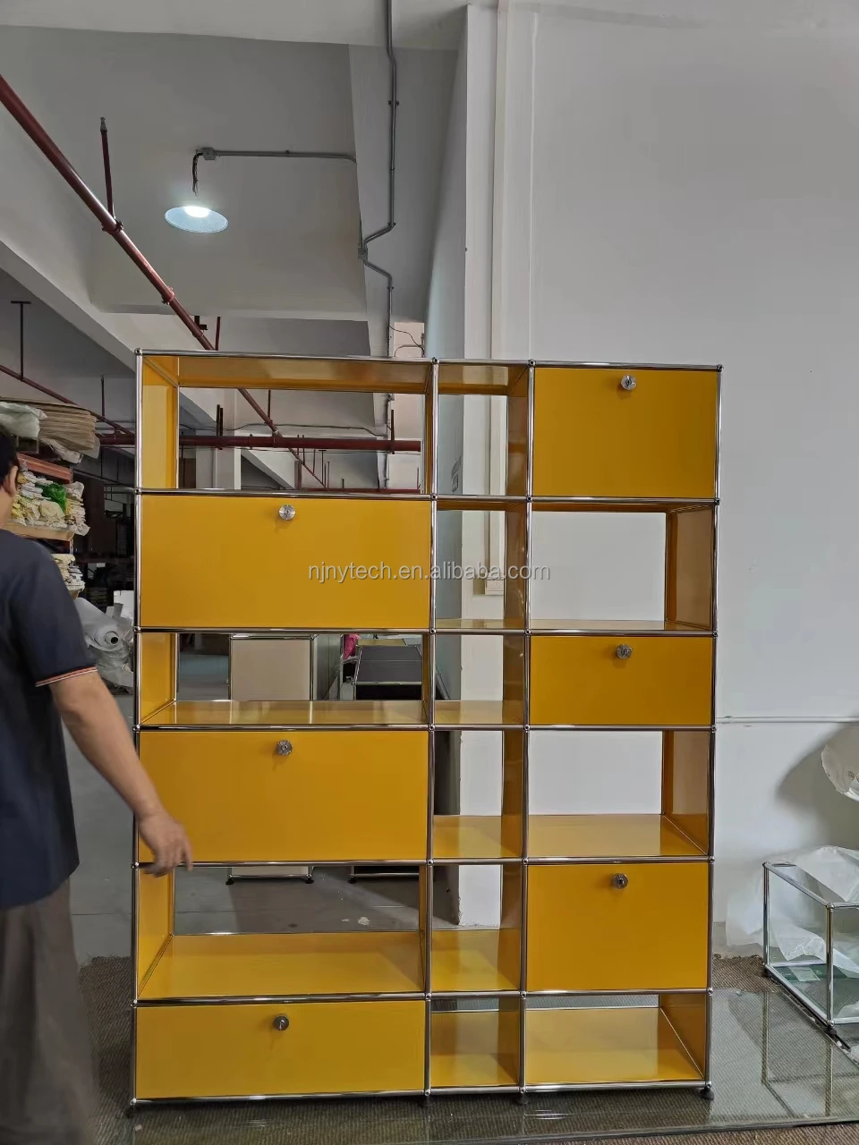 Modern fashion stainless steel sideboard module combination side cabinet TV cabinet Korean simple storage cabinet