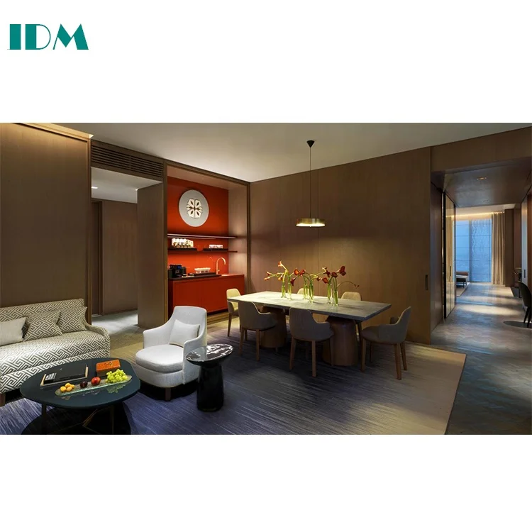 IDM-146 Modern Luxury Metal Wooden Hotel Room Furniture Custom Furniture Hotel 5 Star Hotel Bedroom Set