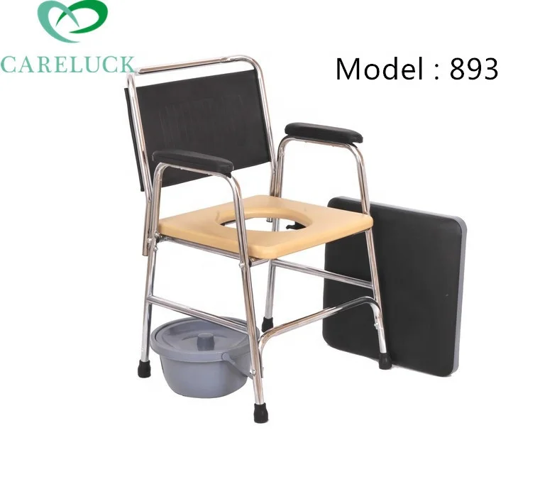Portable folding portable steel commode chair stainless small steel folding bedside commode seat toilet chair for adults