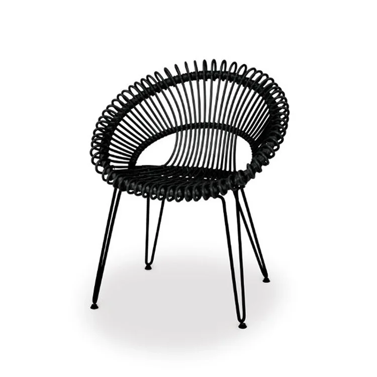 Outdoor Waterproof Stacking Furniture Garden Bamboo Table And Chair Aluminum Arm Wicker Rattan Restaurant Dining Outdoor Chair
