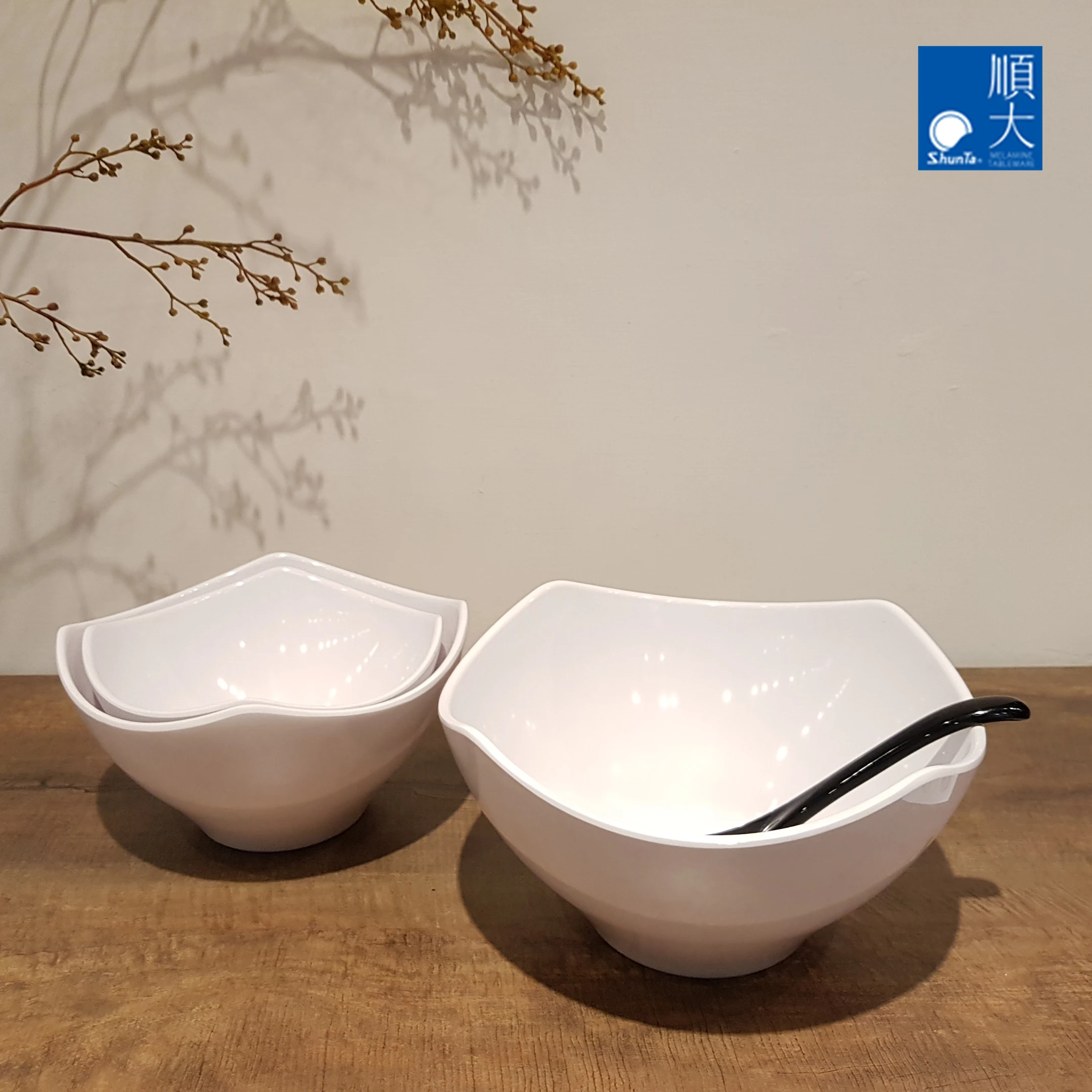 Melamine Round White Bowl Hot Pot Vegetable Salad Mixing Unbreakable Reusable Bowl for Restaurant