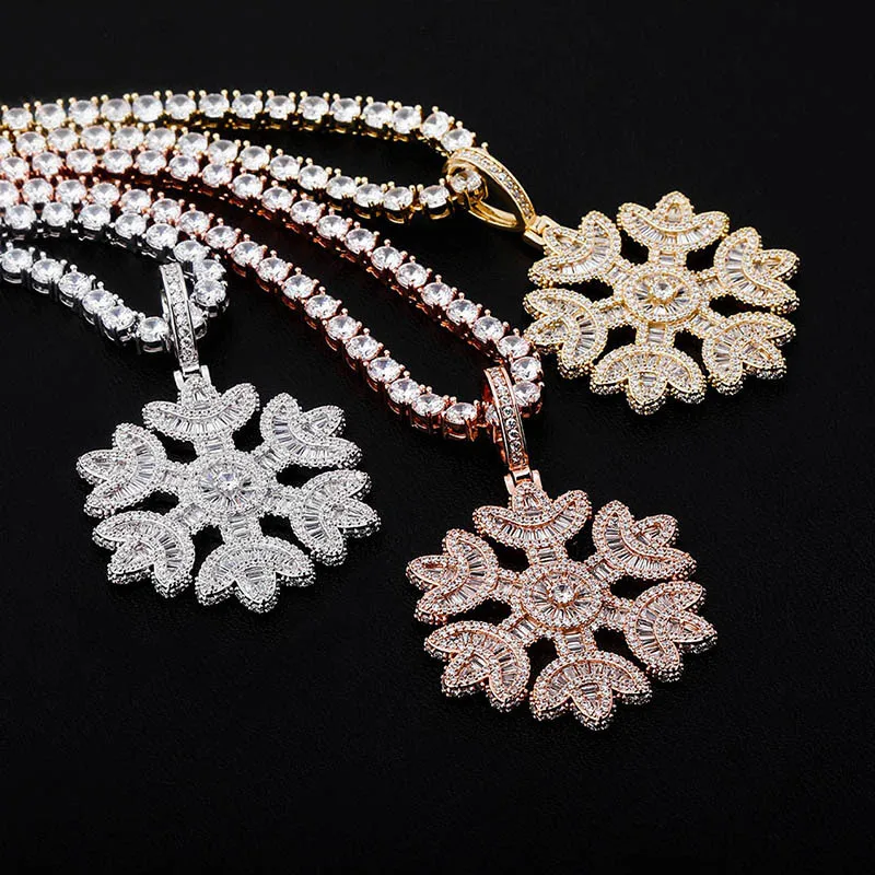 Hip-Hop New Micro Pave Cubic Zircon Snowflake Pendant Fashion Jewelry Pendants For Necklaces