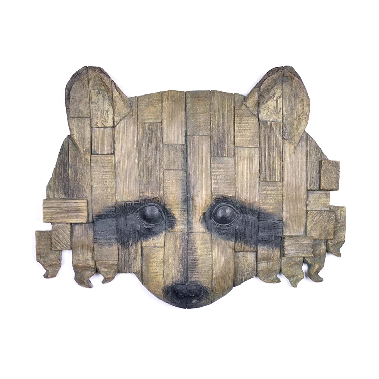 Resin Brown Wood Like Raccoon Home Wall Hanging Decor
