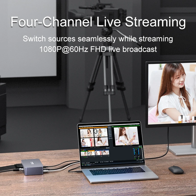 Acasis-external Thunderbolt3 HD SDI video capture card 4 channels live streaming teaching Vimx Software OBS multi channels