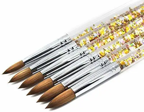 
new design liquid glitter handle 100% kolinsky acrylic nail brush manufacture 