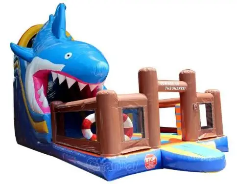 Super Large Shark Attack Inflatable Water Park Slide For Sale Dry Slide New Design Jumping Outdoor Inflatable Bounce House