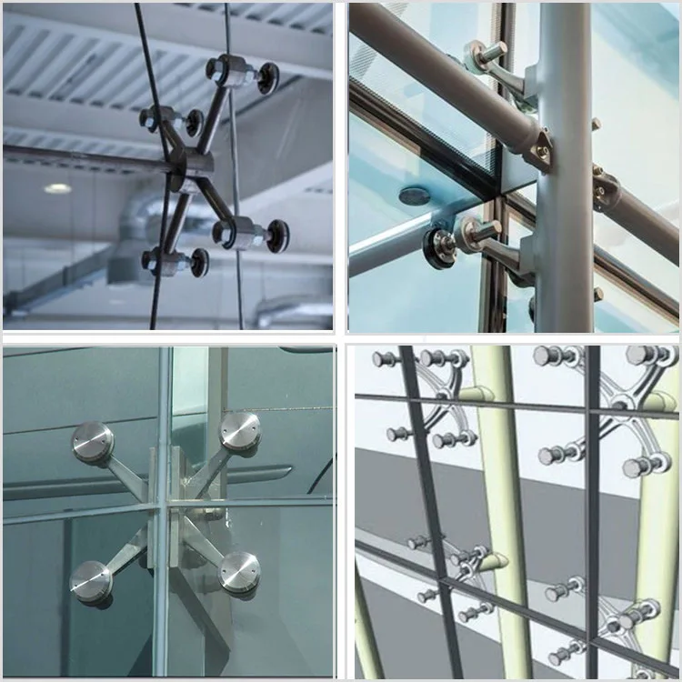 Glass Curtain Wall Spider Connector Fitting Bracket Glass Hardware Spider Stainless Steel 4 Arm Fitting Spider Claw