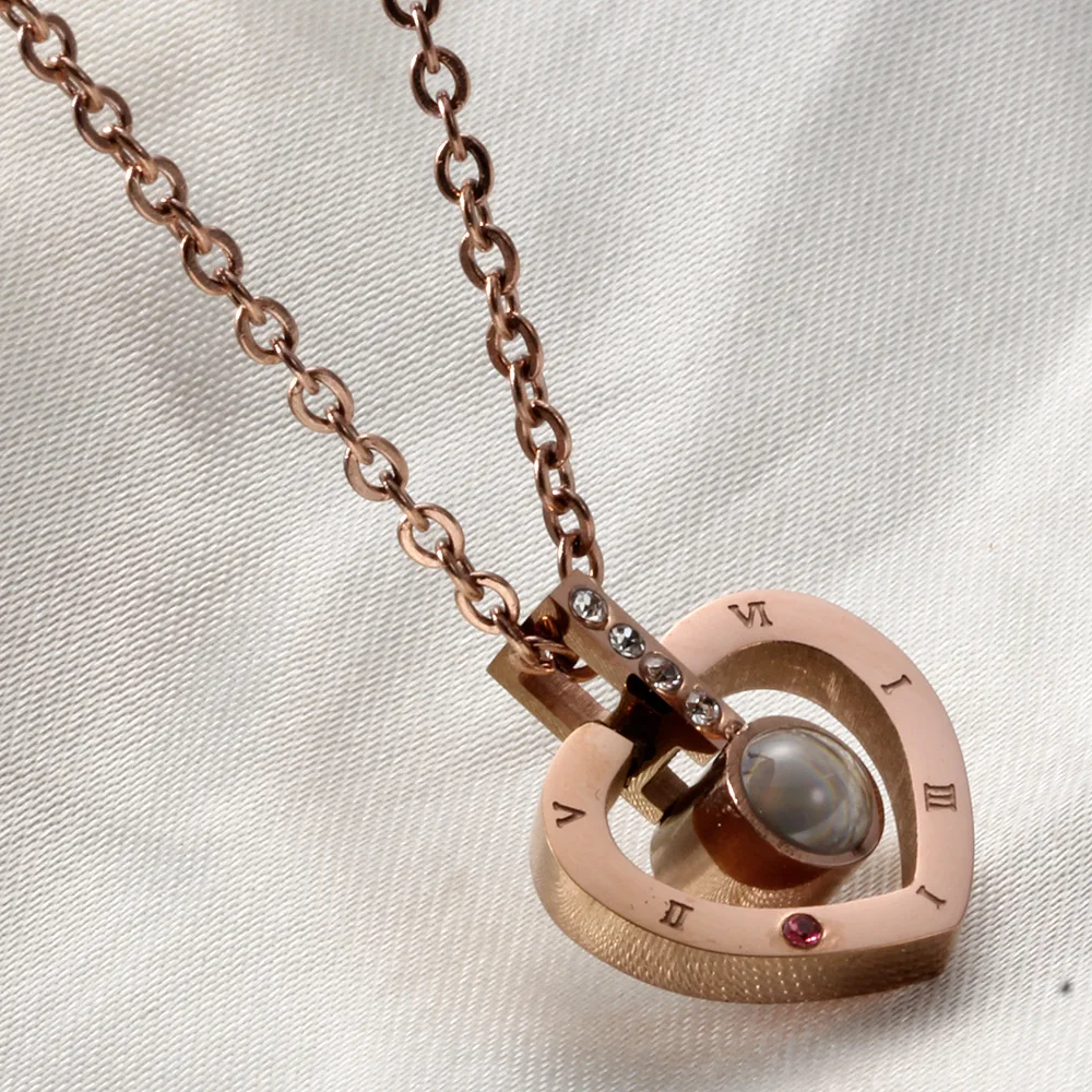 Latest Designs Korean Jewelry Sets The Ocean Silver Gold I Love You 100 Deep Planet Gothic 2020 Women Heart Necklace