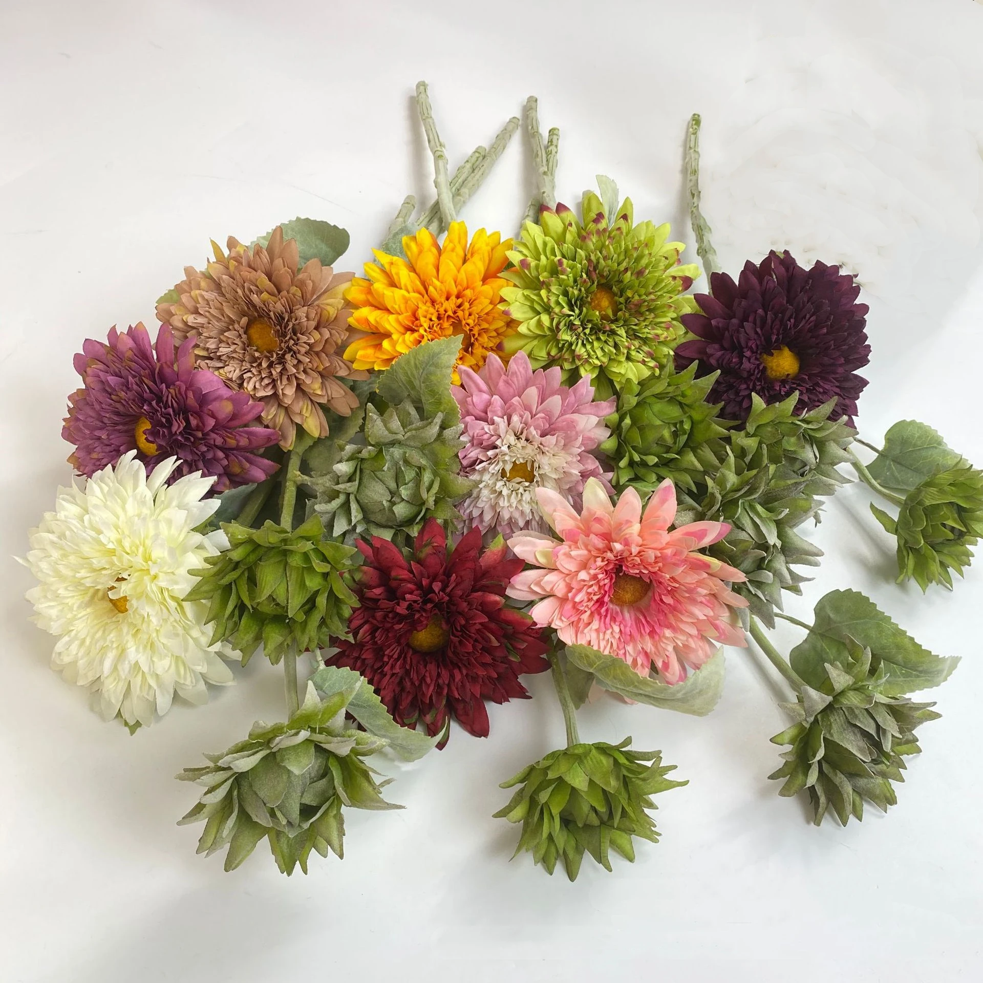 YOPIN-1712 Wholesale 2 Heads Artificial Silk Gerbera Daisies Flowers For Home Decor