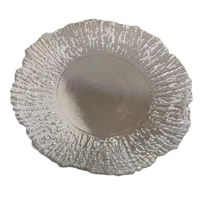 YOUYIZUO Gold rimmed Luxury  Plastic Luxury Birthday Party Plates Glass Charger Plates Wedding Silver For  Restaurant Hotel