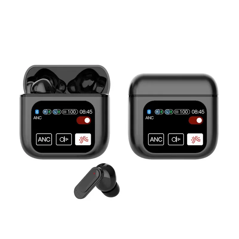 SE60 ANC ENC 2024 best TWS Earphones With LCD Touch Screen Wireless Earbuds Active Noise Cancelling Sport Headset