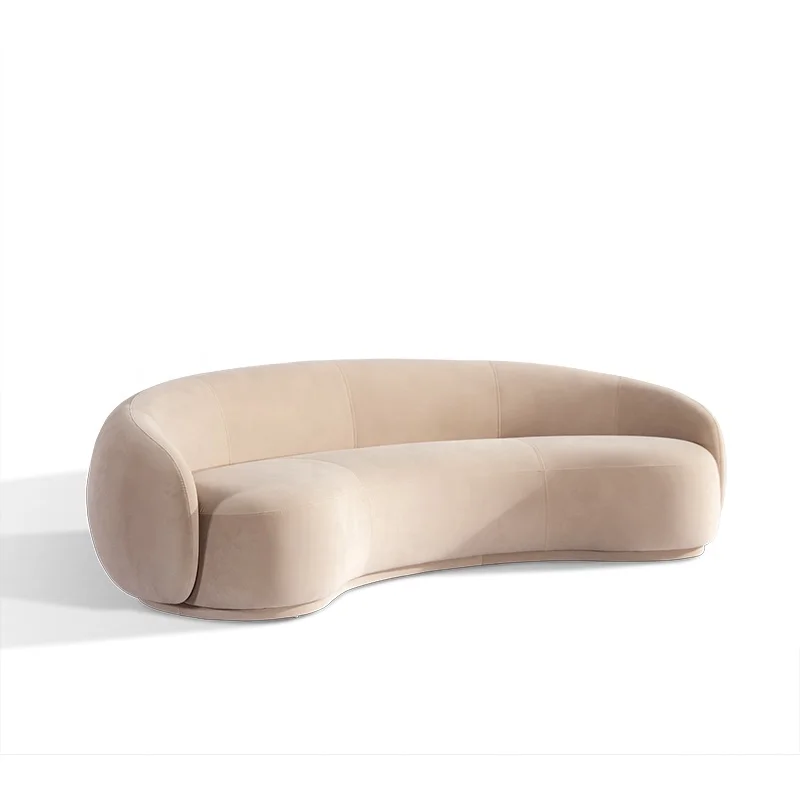 Italian Style Modern Living Room Furniture Curved Shaped Lamb Wool Semicircular Hotel Lobby Fabric Sofa