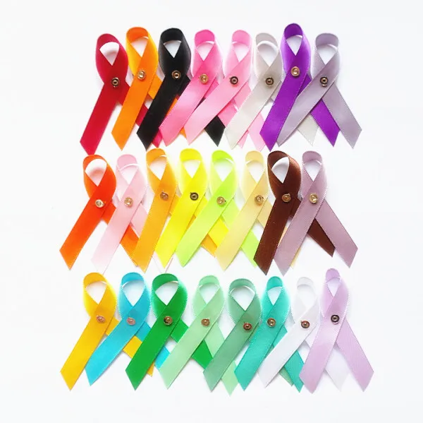 Polyester Custom Satin Ribbon Bow Awareness Ribbon with Safety Pin