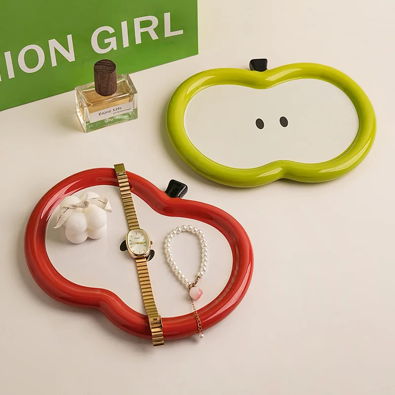 2024 New Creative Popular Apple Jewelry Storage Tray Porcelain Home Table Storage Plate Decoration Beautiful Gifts for Girls