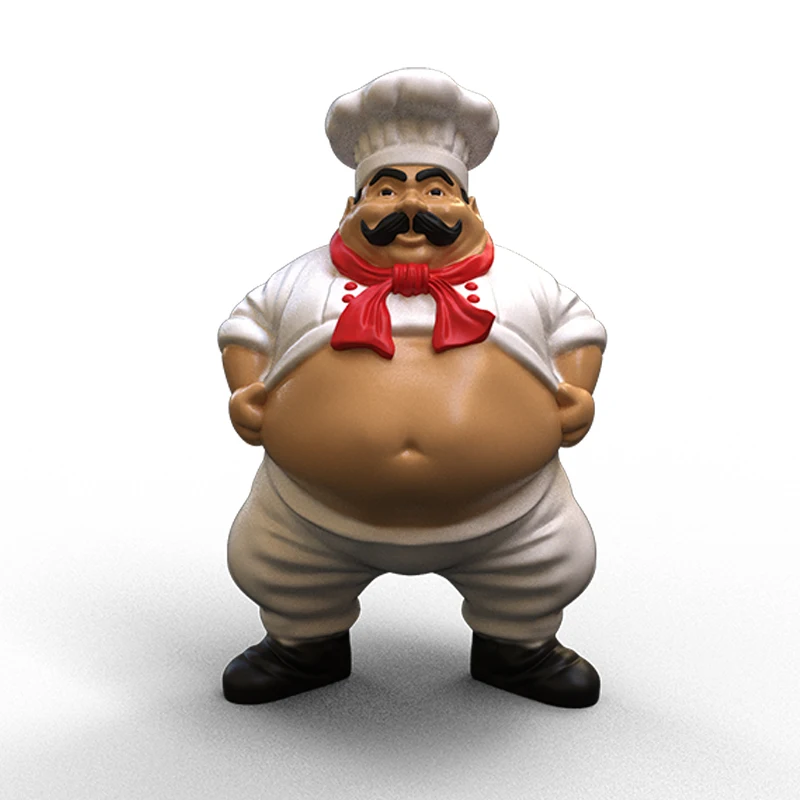 Custom Home restaurant tabletop decoration miniature 3D figure figurines New design Fat Chef mini resin figurines models