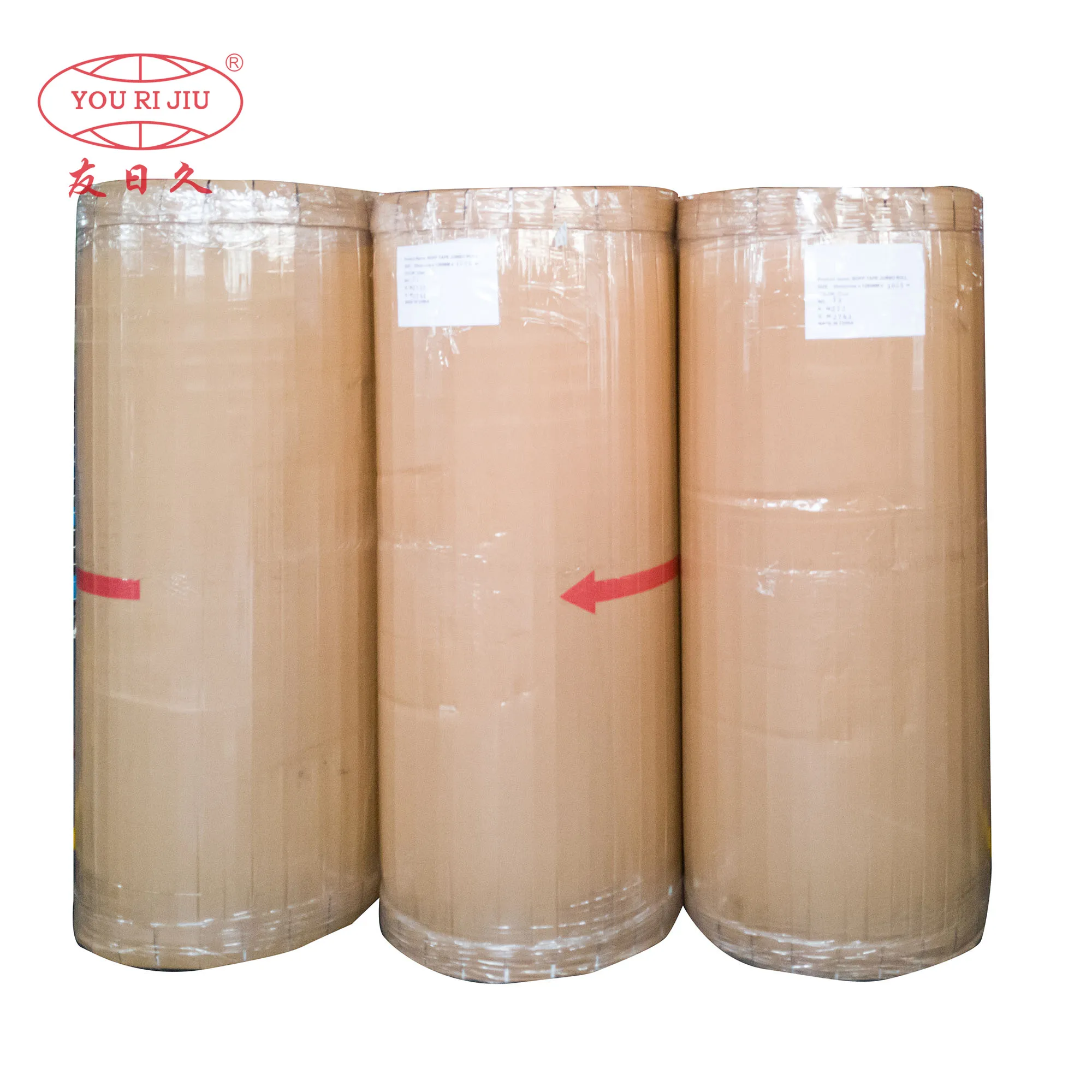YOURIJIU Strong Adhesion Super Clear Bopp Tape Jumbo Roll BOPP Film Water Base Acrylic Adhesive Tape Roll