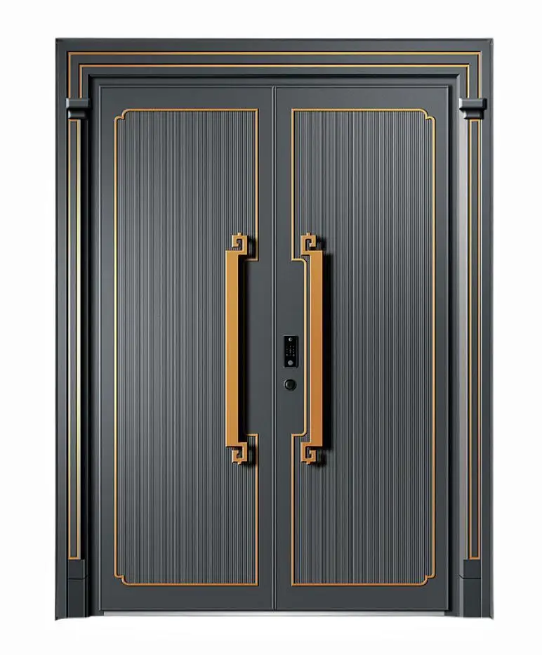 Chinese fine carving cast aluminum door all aluminum profile technology open hinge concealed security door
