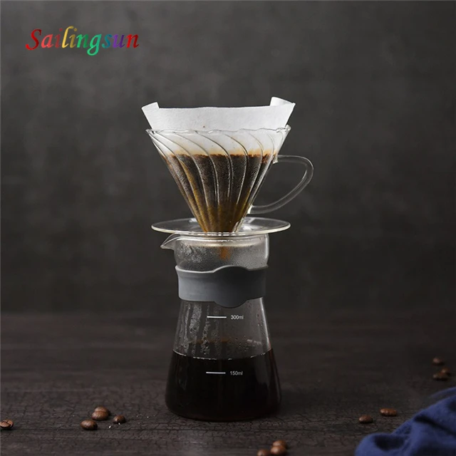 unique design V60 handcraft pyrex pour over glass coffee filter dripper