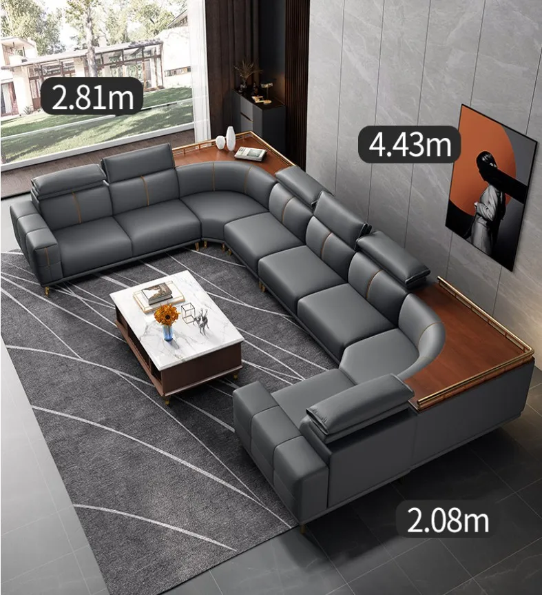Factory customizable Good quality living room sofa set furniture modern home leather sectional sofa