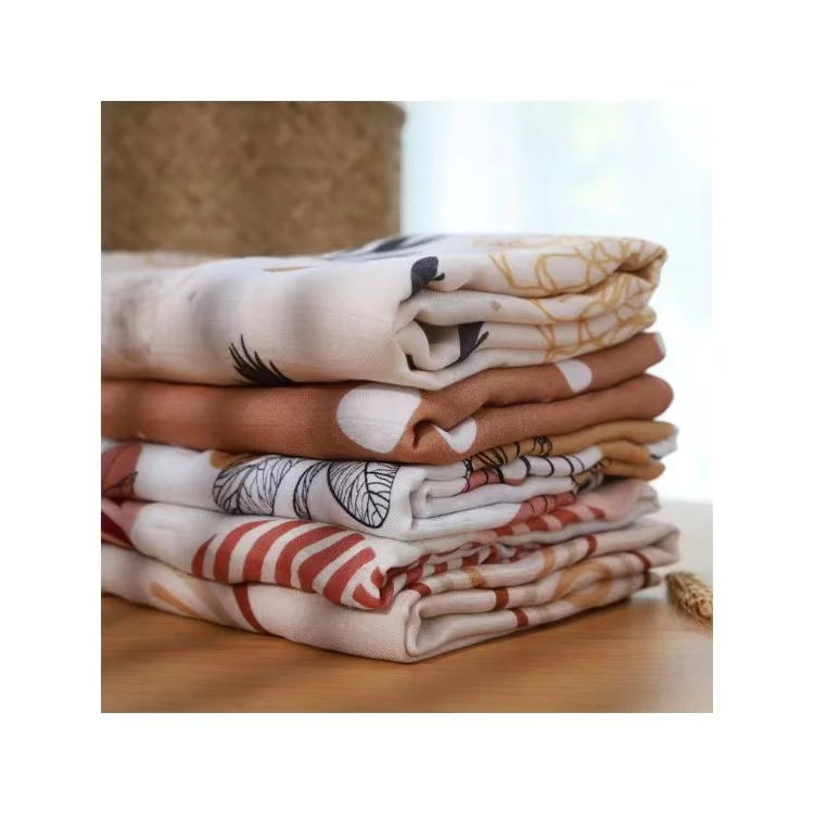 2 Layers Comfort Elegant Soft Luxurious Easy Dry Swaddle Light Machine Washable Infant Baby Muslin Baby Blanket