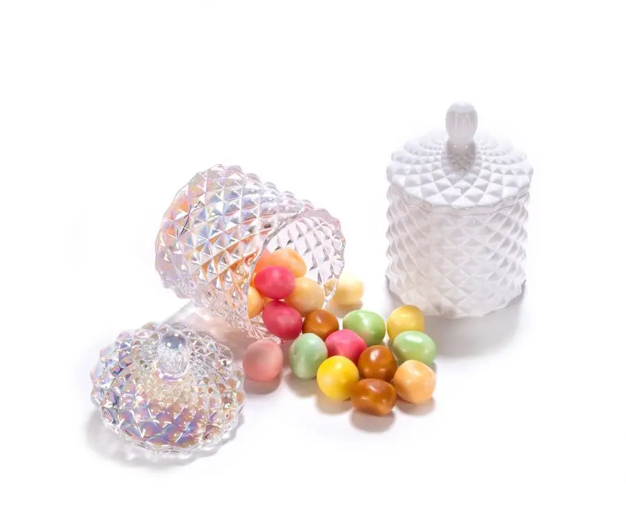 New wedding event gift glass food storage container 100ml glass candy jars wholesale with glass cover